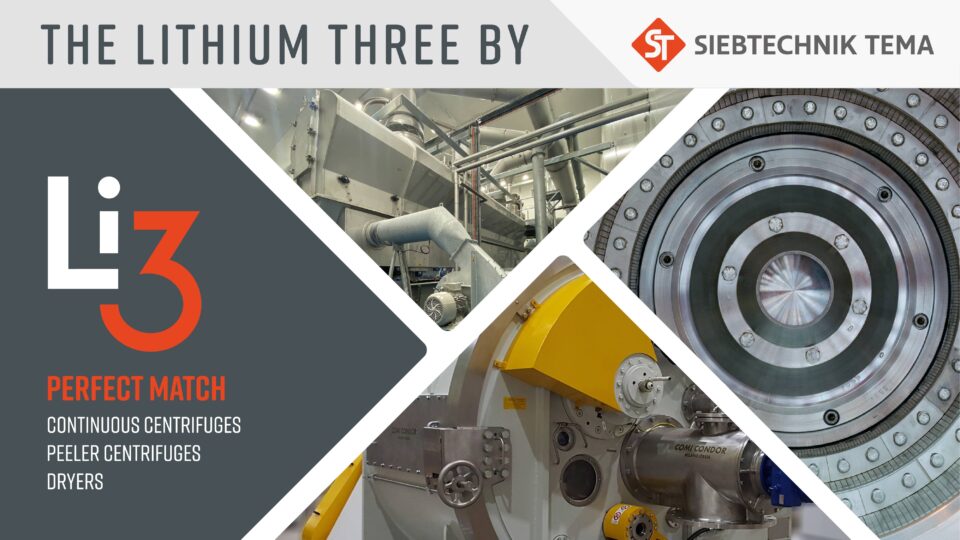Lithium three by SIEBTECHNIK a perfect match - continuous centrifuges, peeler centrifuges & dryers